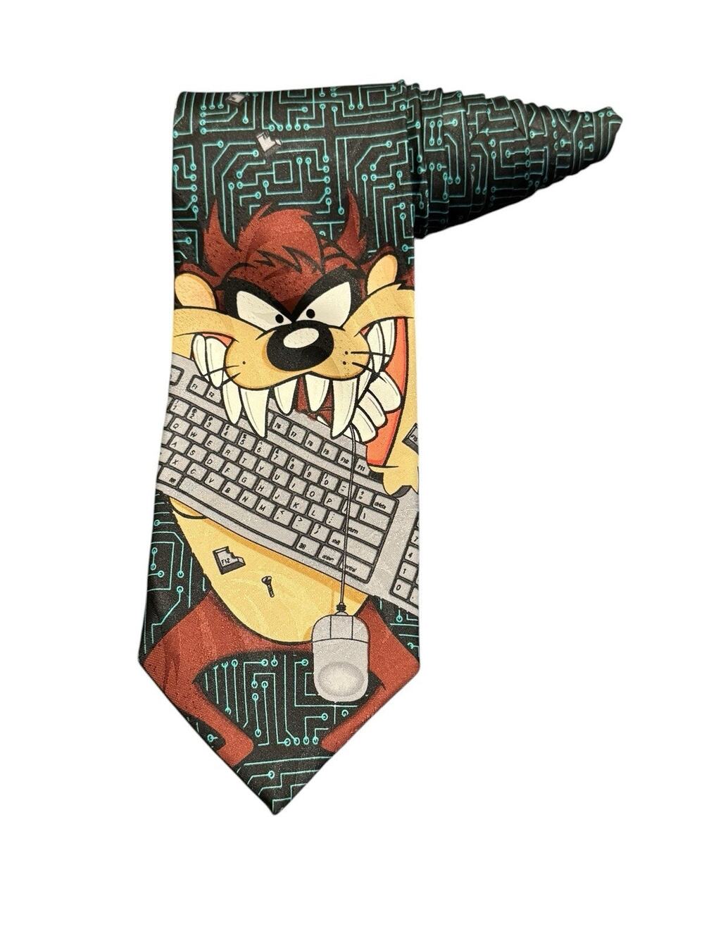 Looney Tunes Taz Computer Keyboard Circuit Board Necktie 1999 It Tech Support